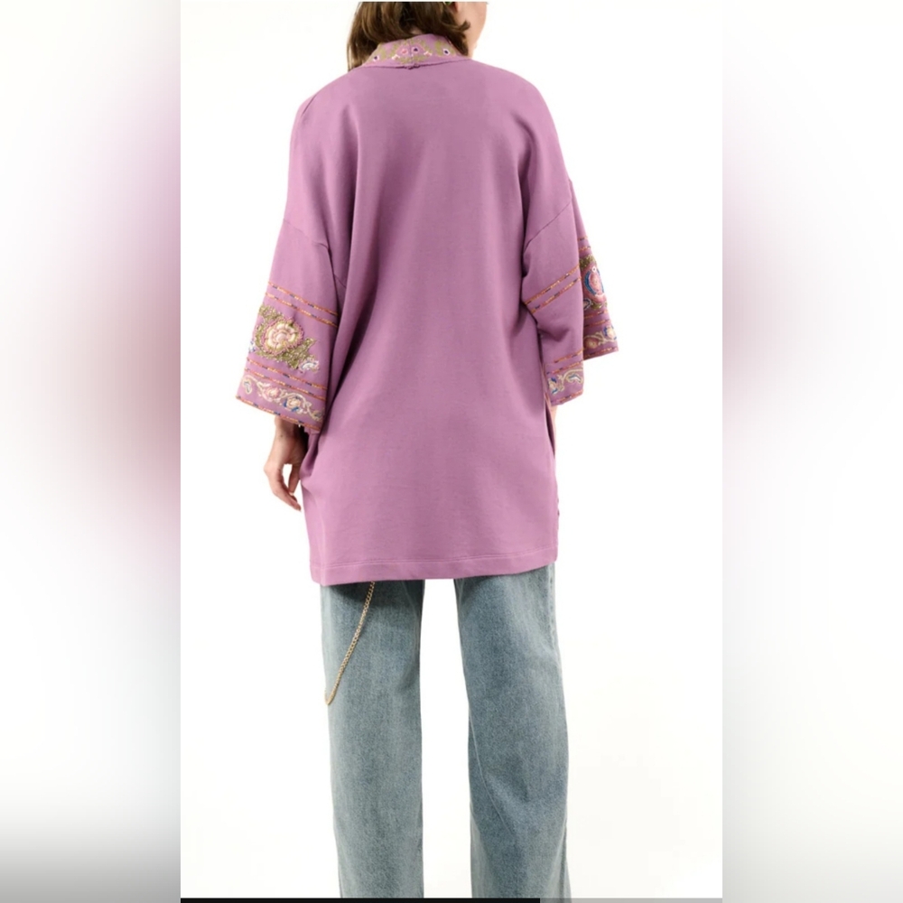 NWT ARATTA JULIETTE EMBELLISHED FRENCH TERRY KIMONO JACKET - Picture 7 of 13
